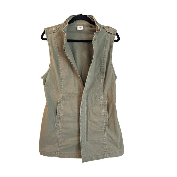 CAbi Explorer Army Green Long Utility Vest Size Small 5101 Military Womens Zip - Picture 2 of 4